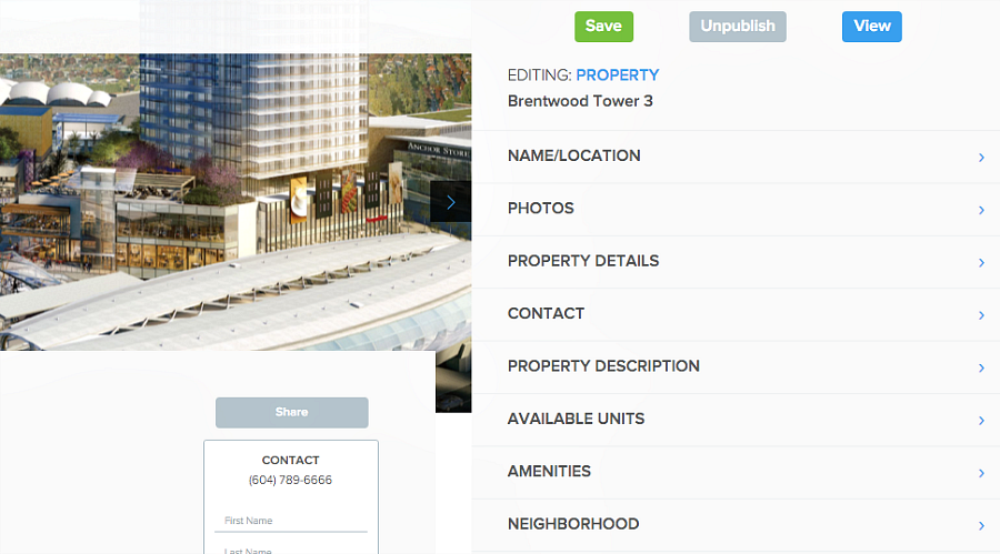 edit property details in Pendo's rental listing website