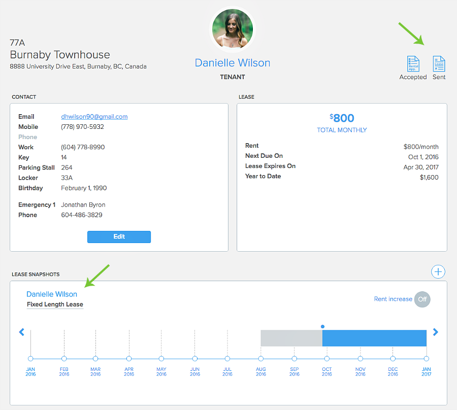 updated new tenant dashboard with lease and rental application